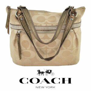 AUTHENTIC Coach Large Poppy Signature Metallic Bronze Glam Tote Shoulder Bag